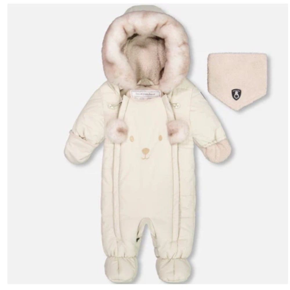 Deux par Deux Ivory Bear Puffer Snowsuit
